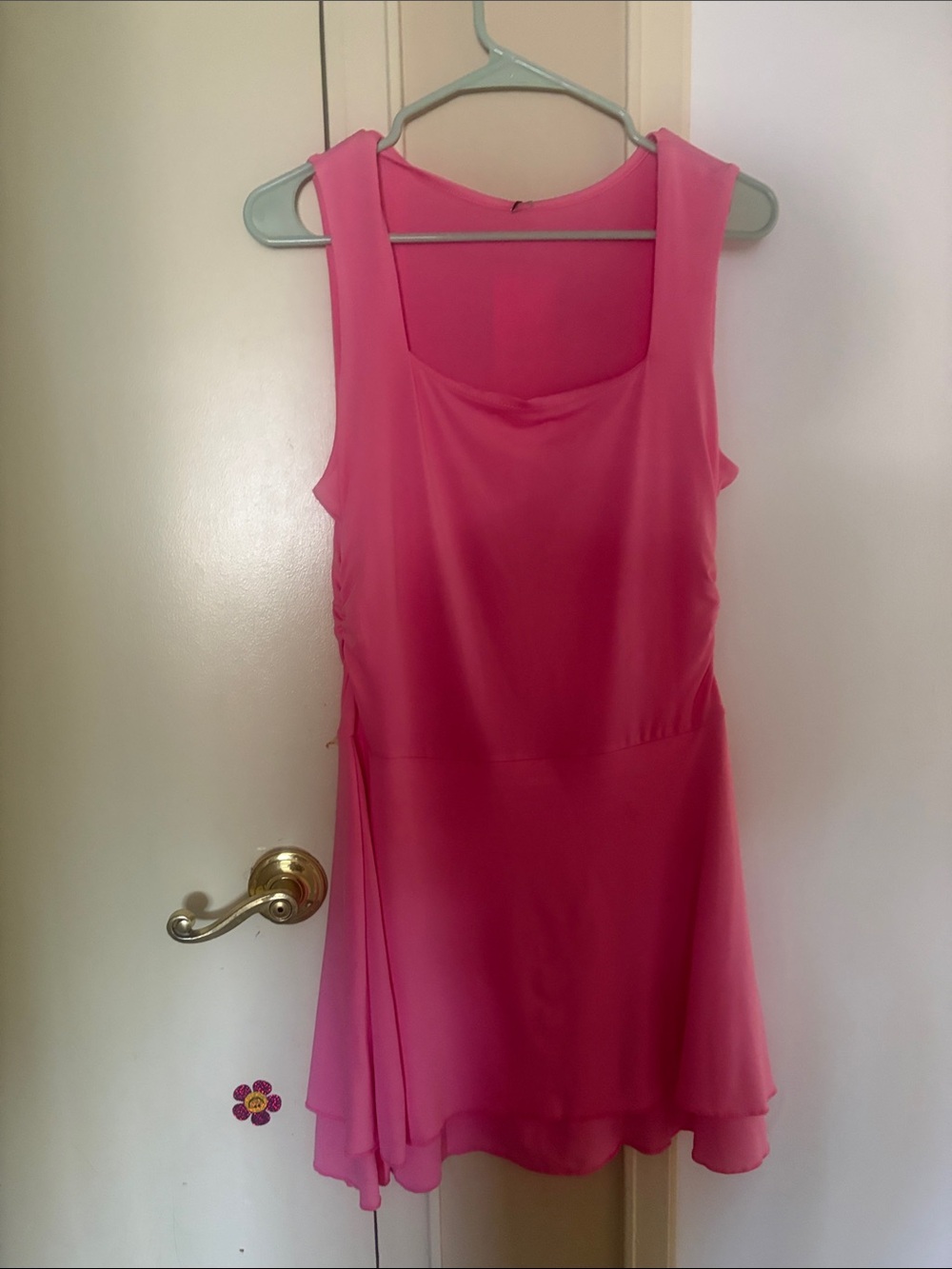 Sleeveless Hot Pink Maxi Dress with Flowing Layered Skirt